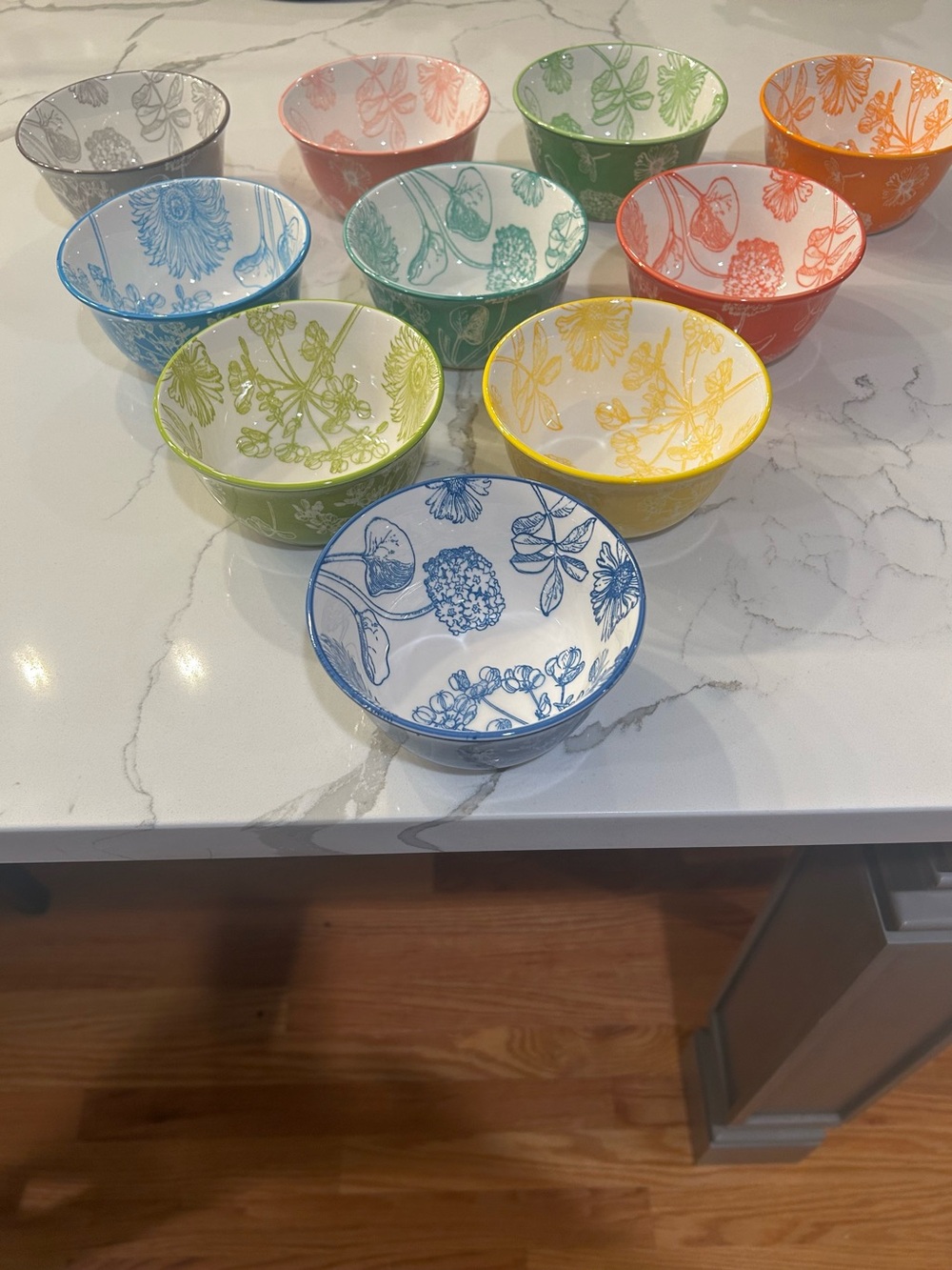 Certified International Floral Ceramic Bowls - Multicolor Set of 10